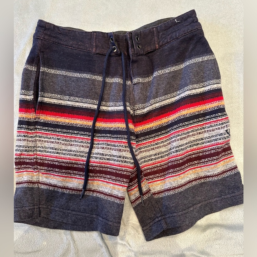VISSLA Boys Size 24/25 Medium Grey Red & Yellow Striped Swim Trunks
